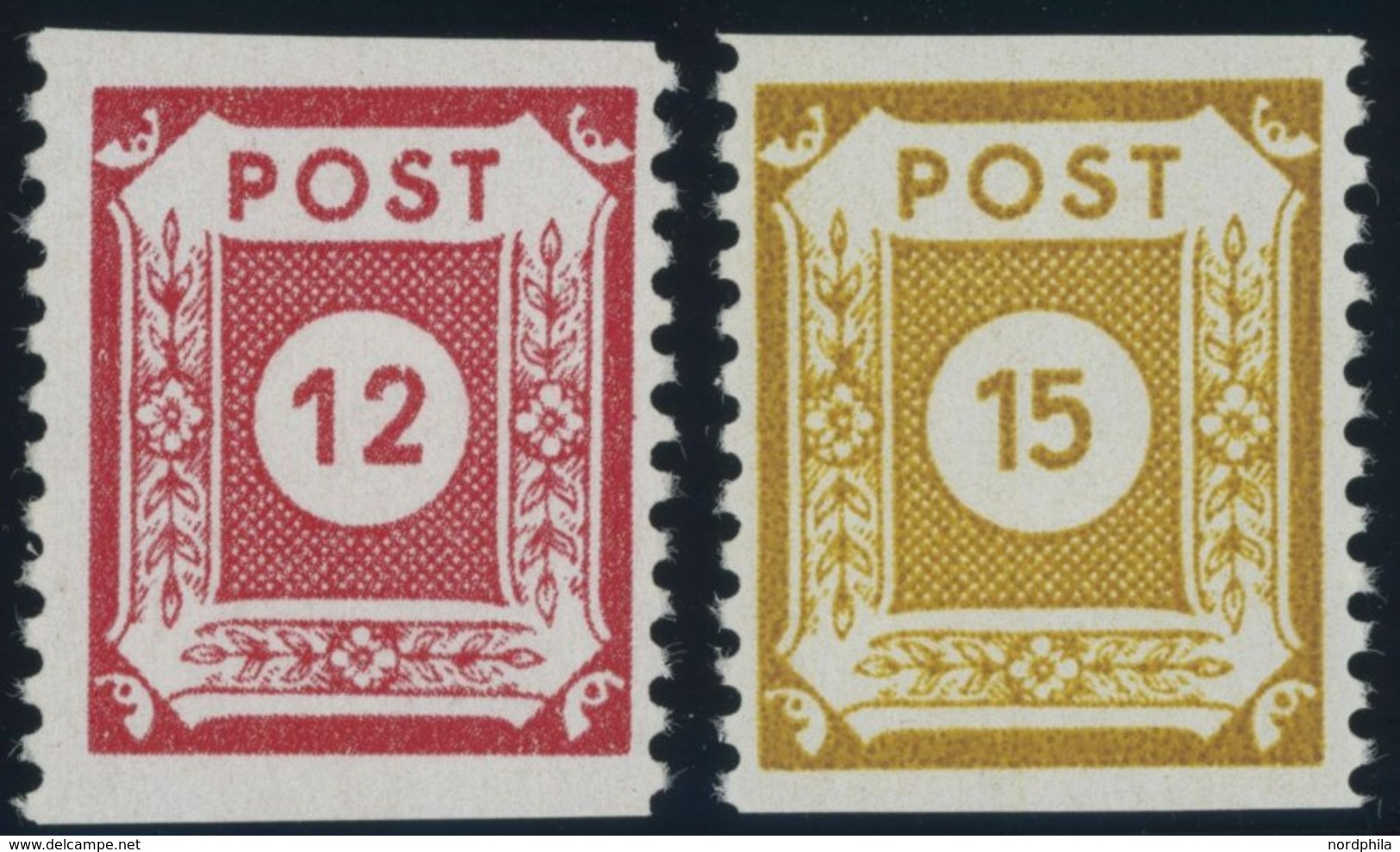 1945, 12 Pf. Rot Und 15 Pf. Dunkelbraungelb Großröhrsdorf, Senkrecht Gezähnt, 2 Postfrische Prachtwerte, Gepr. Dr. Jasch - Autres & Non Classés