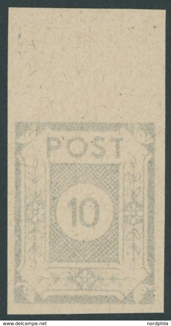 1945, 10 Pf. Mattgrau, Oberrrandstück, Postfrisch, Pracht, Fotobefund Dr. Jasch, Mi. 650.- -> Automatically Generated Tr - Other & Unclassified