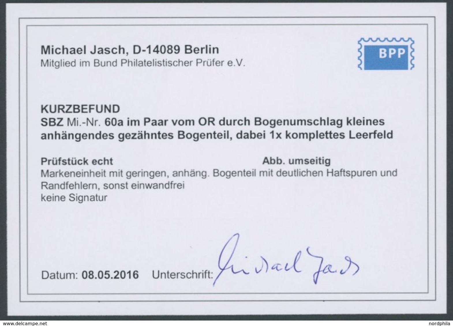 1946, 12 Pf. Orangerot Im Paar Vom Oberrand, Dabei Ein Komplettes Leerfeld, Feinst, Kurzbefund Dr. Jasch -> Automaticall - Other & Unclassified