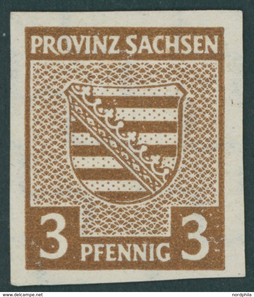 PROVINZ SACHSEN 67Y *, 1945, 3 Pf. Orangebraun, Wz. 1Y, Falzrest, Pracht, Gepr. Rehfeld Und Fotoattest Ströh, Mi. 2500.- - Autres & Non Classés