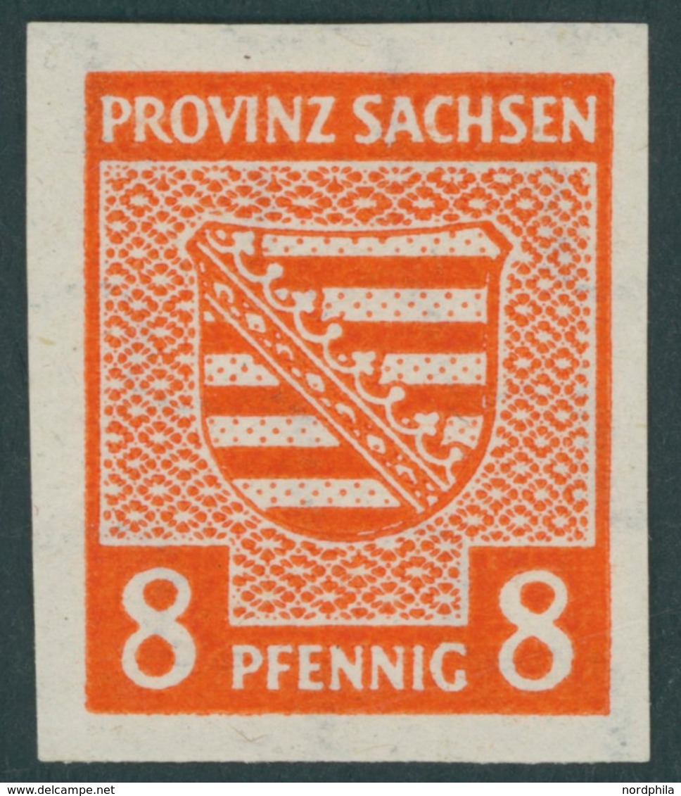 PROVINZ SACHSEN 70Y *, 1945, 8 Pf. Gelblichrot, Wz. 1Y, Falzreste, Pracht, Fotoatteste Zierer Und Dr. Jasch, Mi. 2500.- - Sonstige & Ohne Zuordnung