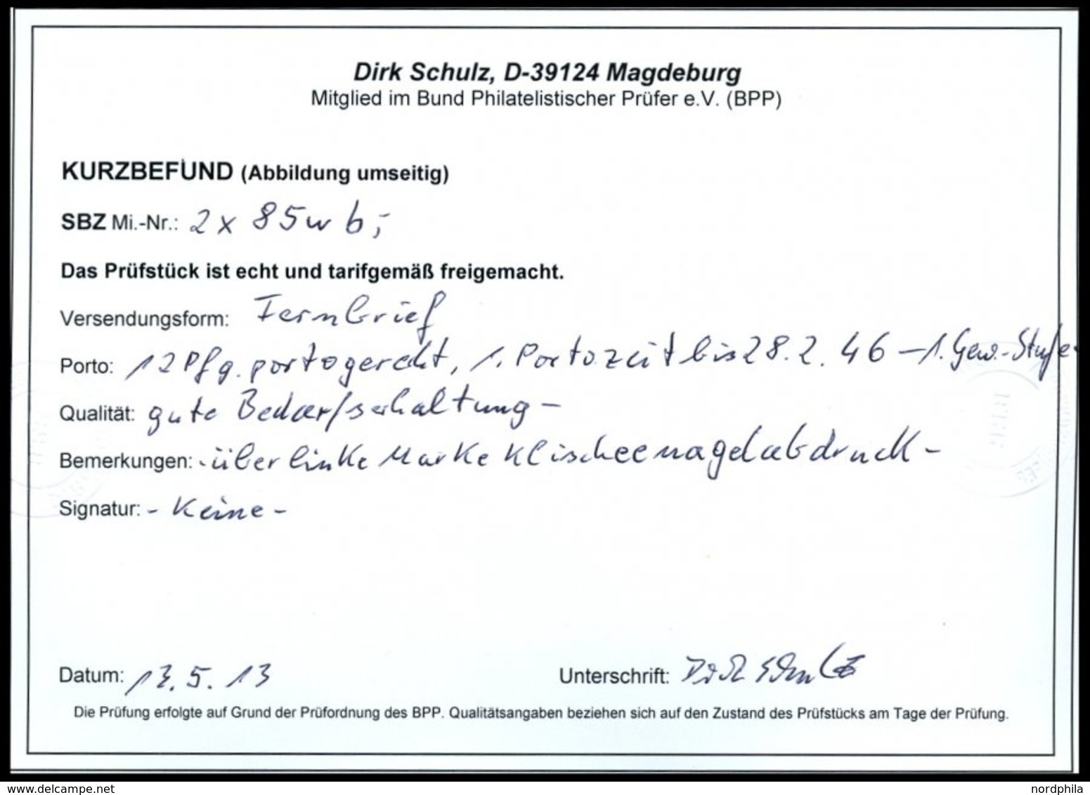 PROVINZ SACHSEN 85wb Paar BRIEF, 1945, 6 Pf. Lebhaftgrün Im Waagerechten Paar Auf Brief Aus OSCHERSLEBEN, Pracht, Kurzbe - Sonstige & Ohne Zuordnung