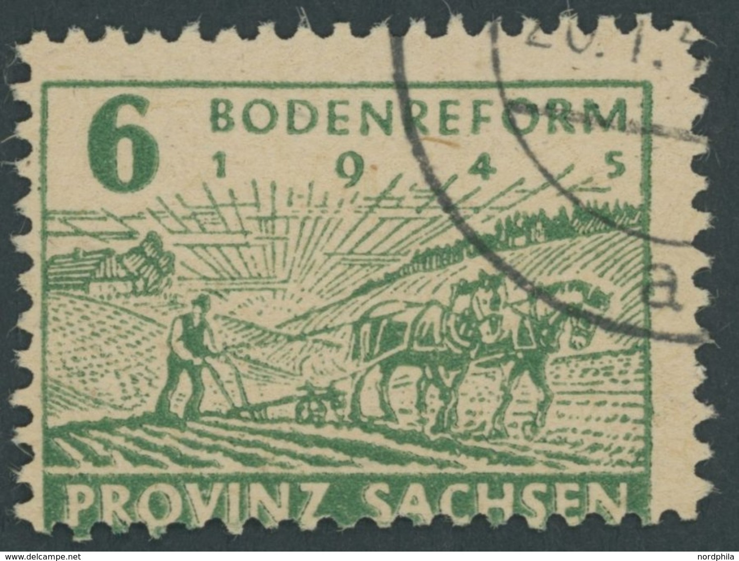 1945, 6 Pf. Grün, Steigende Papierstreifung, Vierseitig Gezähnt, Pracht, Gepr. Ströh, Mi. 400.- -> Automatically Generat - Other & Unclassified