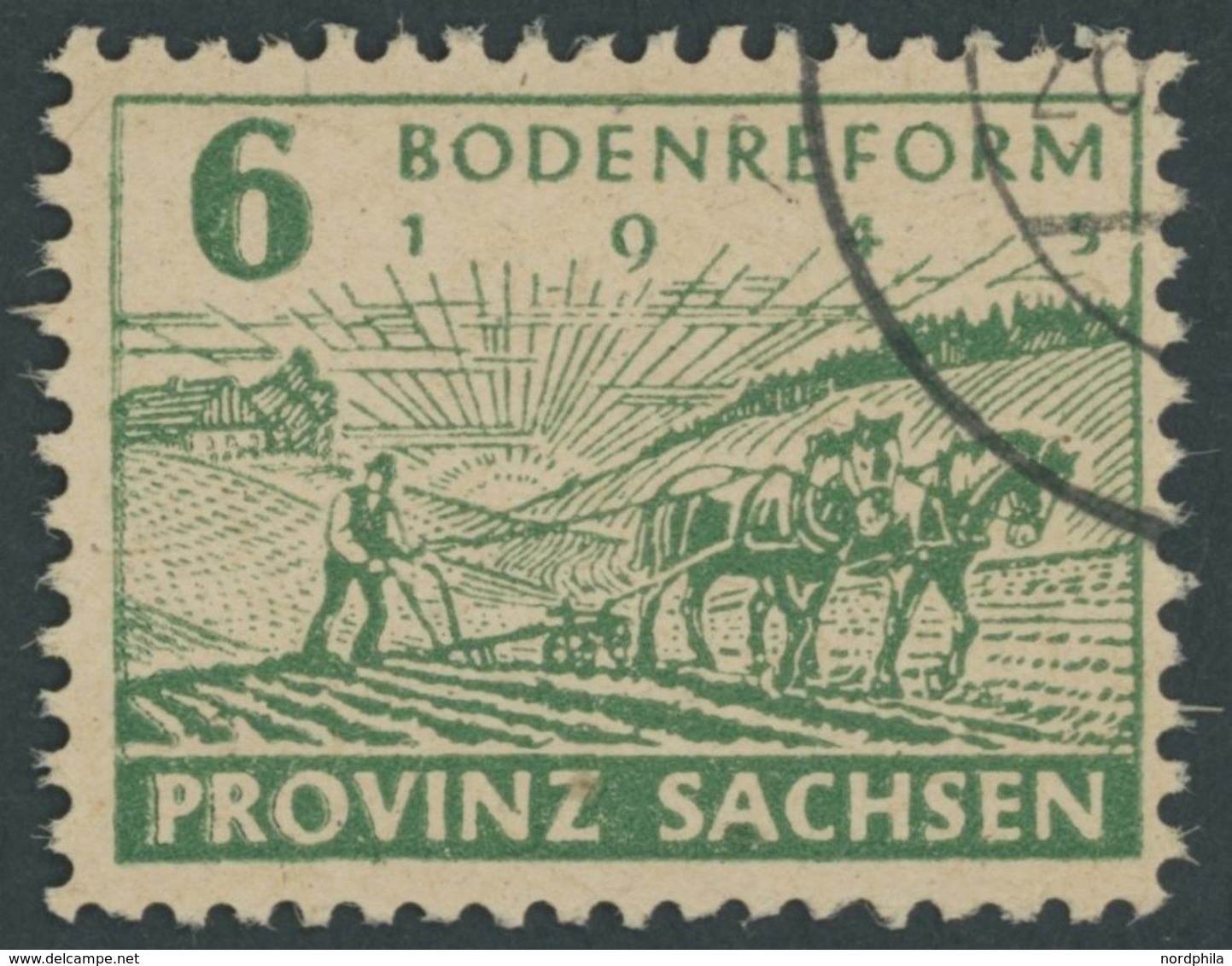 1946, 6 Pf. Grün, Fallende Papierstreifung, Vierseitig Gezähnt, Stempel ELSTER (Elbe) A 20.1.46, Pracht, Kurzbefund Strö - Autres & Non Classés