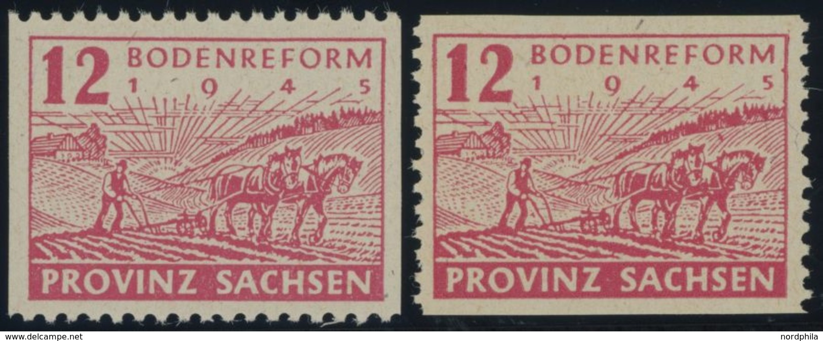 1945, 12 Pf. Lebhaftlilarot, Waagerecht Und Senkrecht Gezähnt, 2 Postfrische Prachtwerte, Gepr. Ströh, Mi. 270.- -> Auto - Sonstige & Ohne Zuordnung