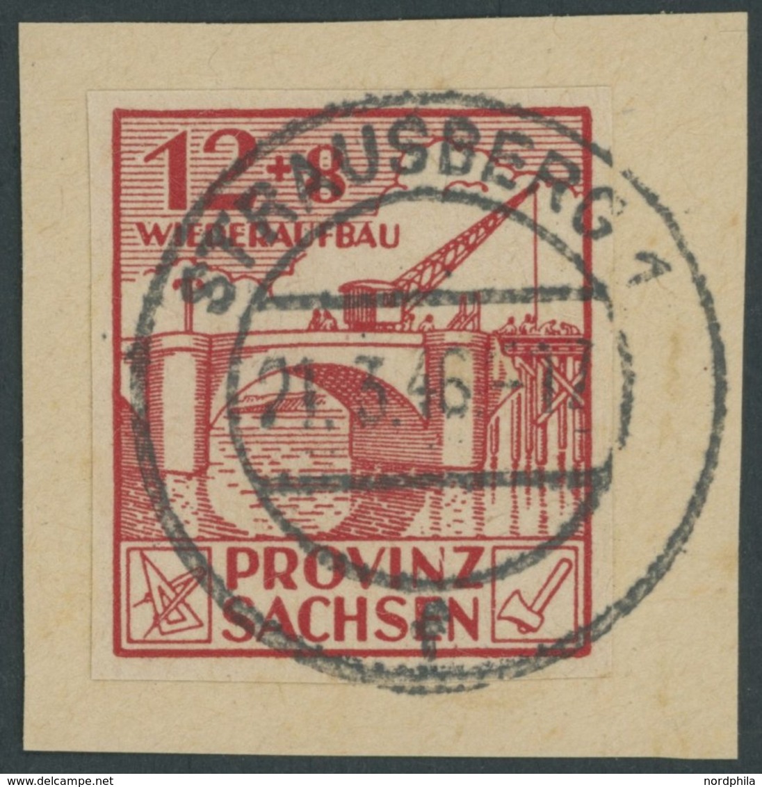 1946, 12 Pf. Dunkelrot Wiederaufbau, Ungezähnt, Prachtbriefstück, Gepr. Ströh, Mi. 320.- -> Automatically Generated Tran - Autres & Non Classés