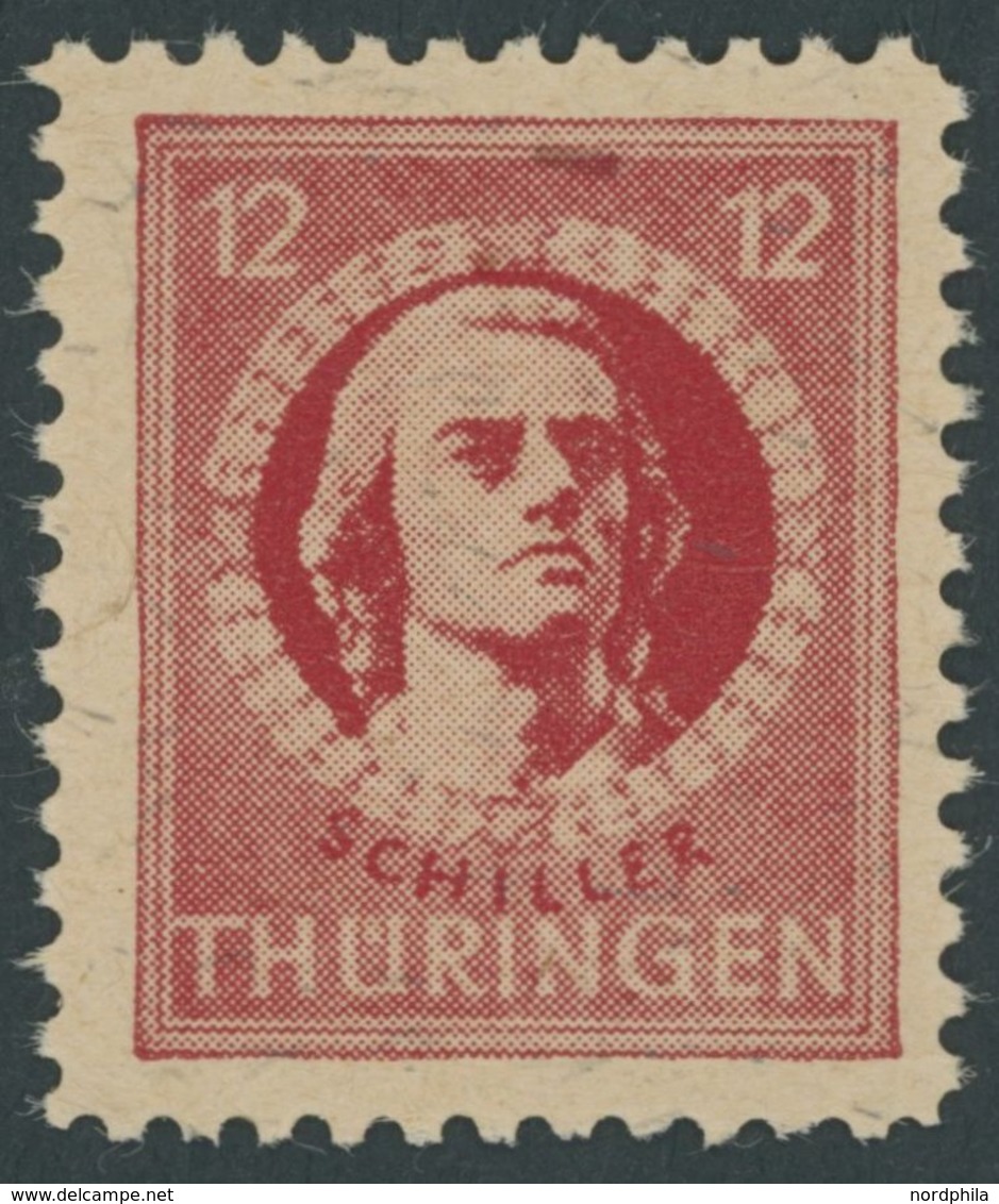 1945, 12 Pf. Karminrot, Vollgummierung, Gefasertes Papier, Postfrisch, Pracht, Gepr. Ströh, Mi. 550.- -> Automatically G - Other & Unclassified