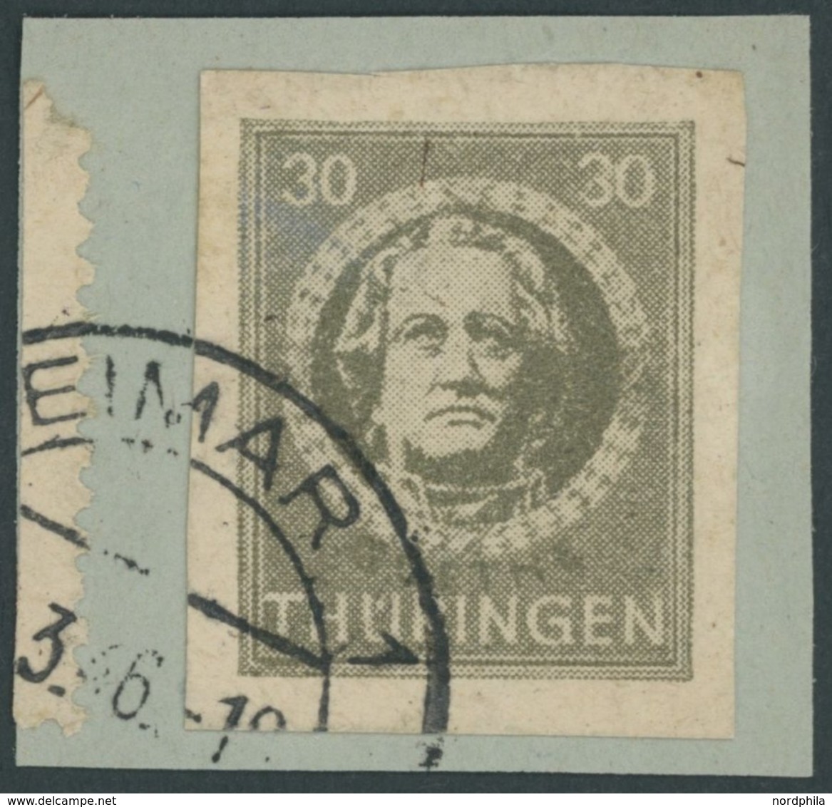 1945, 30 Pf. Dunkelolivgrau, Vollgummierung, Papier W, Prachtbriefstück, R!, Fotoattest Ströh, Mi. 650.- -> Automaticall - Autres & Non Classés