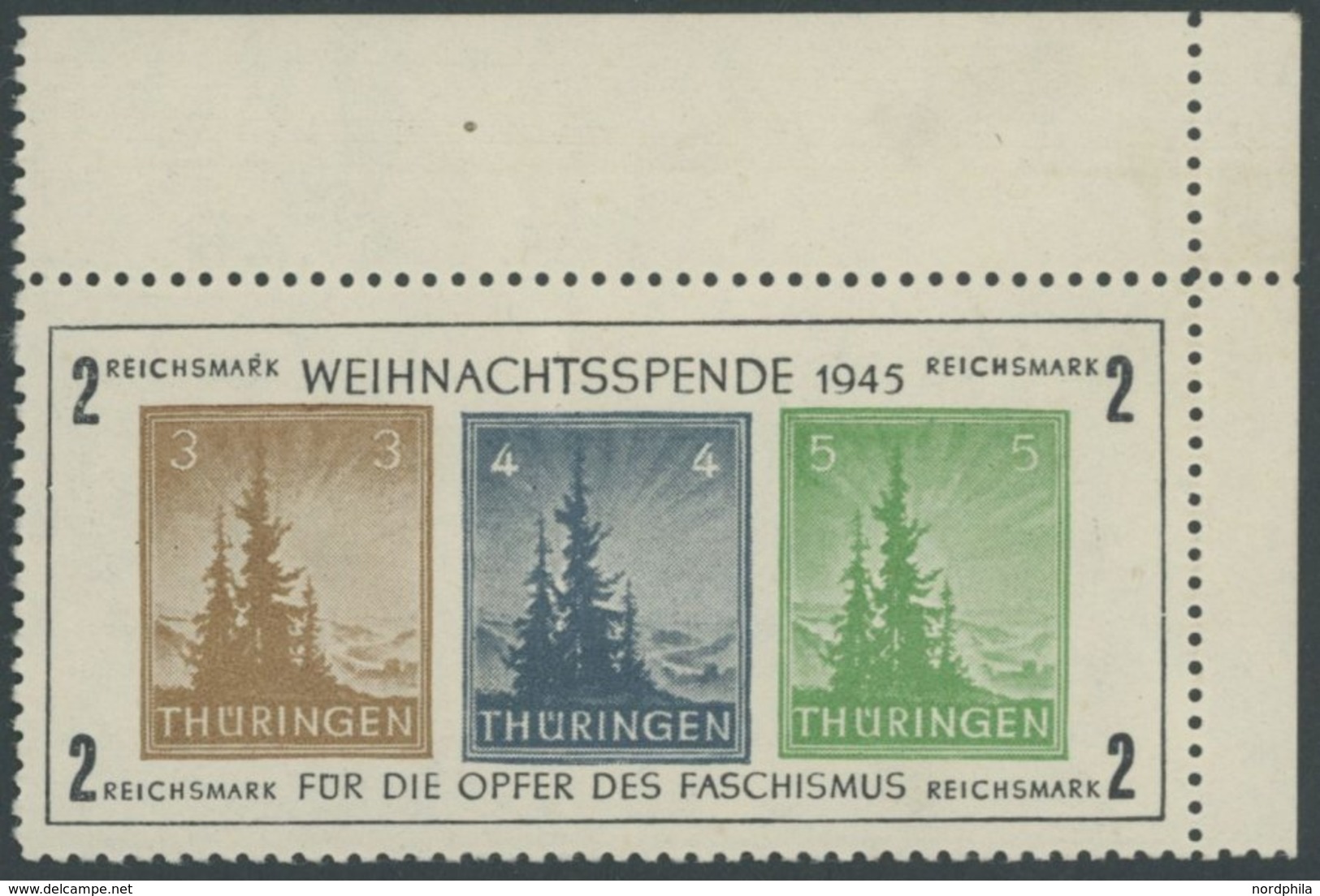 1945, Block Antifa, Weißes Kartonpapier, Type II, Rechte Obere Bogenecke, Postfrisch, Pracht, Mi. 450.- -> Automatically - Sonstige & Ohne Zuordnung