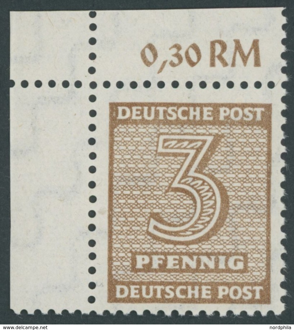 1945, 3 Pf. Dunkelbraunocker, Wz. 1X, Postfrisch, Pracht, Gepr. Ströh, Mi. 700.- -> Automatically Generated Translation: - Other & Unclassified