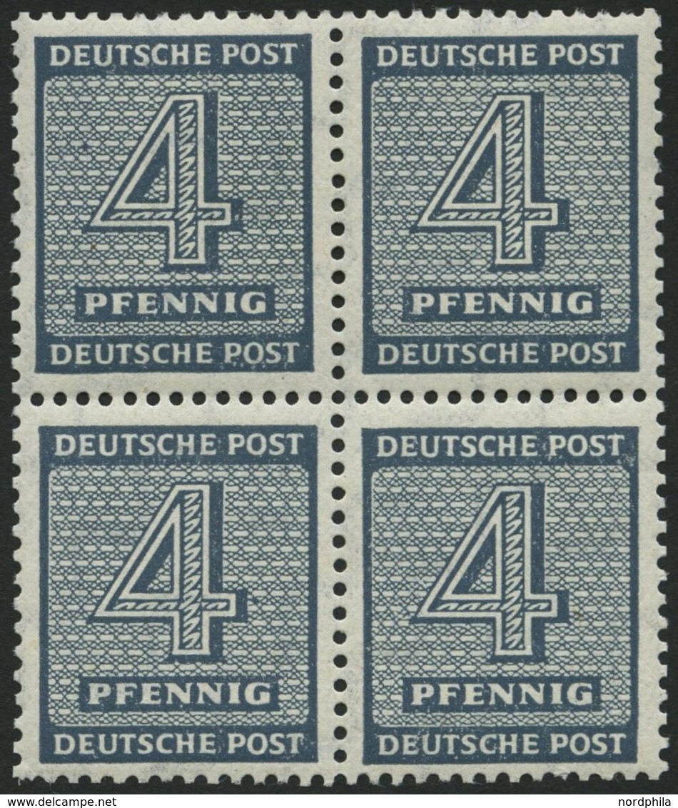 WEST-SACHSEN 127Xb VB **, 1945, 4 Pf. Blaugrau, Wz. 1X, Im Viererblock, Pracht, Gepr. Ströh, Mi. 200.- - Sonstige & Ohne Zuordnung