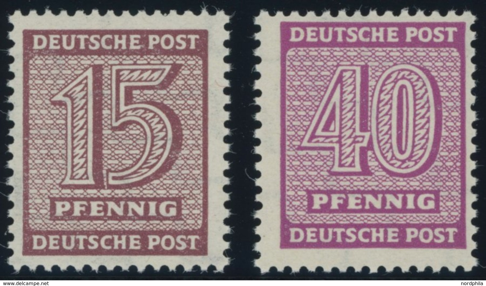 1945, 15 Pf. Lebhaftbraunkarmin Und 40 Pf. Lebhaftrotlila, Wz. 1Y, Postfrisch, Pracht, Gepr. Ströh, Mi. 320.- -> Automat - Autres & Non Classés