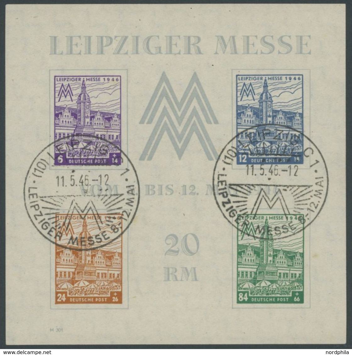 1946, Block Leipziger Messe, Wz. 1Y, Sonderstempel, Feinst, Gepr. Dr. Jasch, Mi. 350.- -> Automatically Generated Transl - Other & Unclassified