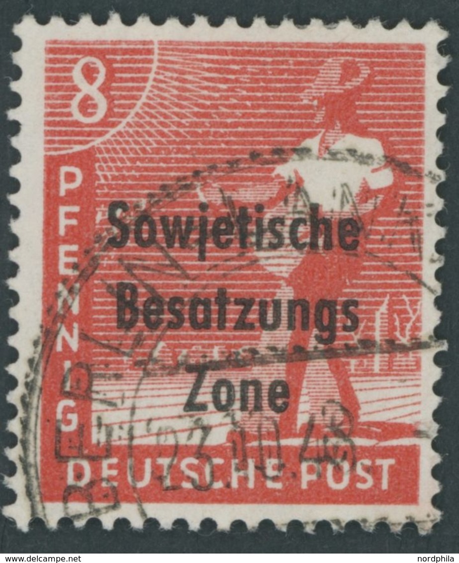 1948, 8 Pf. Schwärzlichgraurot, Pracht, Gepr. Paul, Mi. 250.- -> Automatically Generated Translation: 1948, 8 Pf. Blacki - Autres & Non Classés