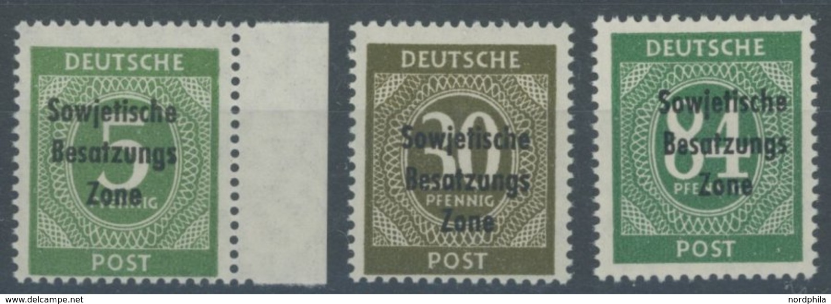 1948, 3 Verschiedene Freimarken: Mi.Nr. 207b, 208b Und 211b, Postfrisch, Pracht, Gepr. Paul, Mi. 215.- -> Automatically  - Other & Unclassified