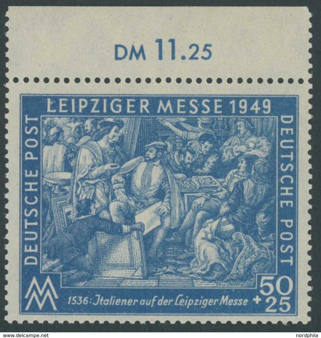 1949, 50 Pf. Dunkelkobalt Leipziger Messe, Oberrandstück, Postfrisch, Pracht, Gepr. Paul, Mi. 200.- -> Automatically Gen - Sonstige & Ohne Zuordnung