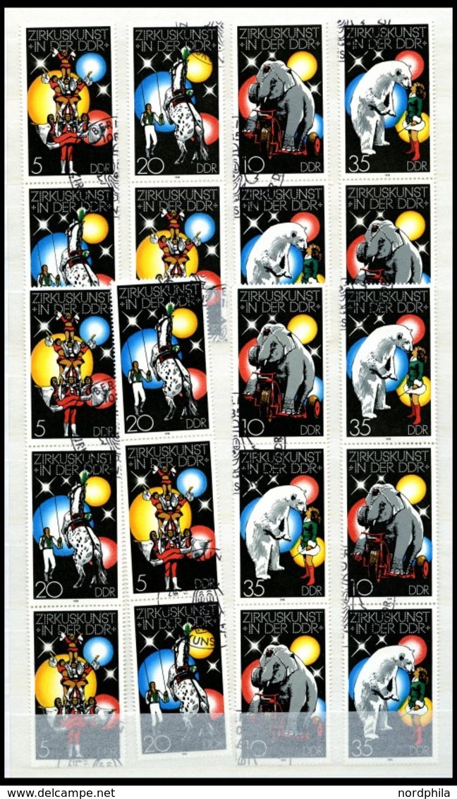 DDR 2364-67 O, 1978, Zirkus, Alle 16 Zusammendrucke Komplett (W Zd 394-401 Und S Zd 160-167), Pracht, Mi. 210.- - Used Stamps