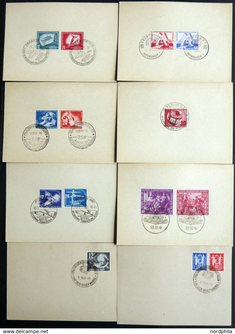 1949-51, Mi.Nr. 243-250, 273/4, 280/1, 282/3 Auf 8 Karten Mit Sonderstempel, Mi.Nr. 245 Und 250 Je Mit Ersttagsstempel,  - Sonstige & Ohne Zuordnung