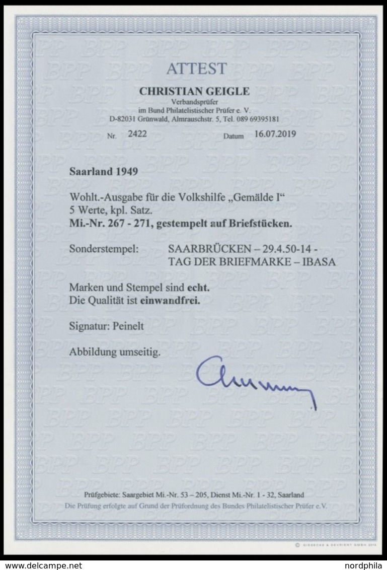 1949, Gemälde I Auf Briefstücken, Sonderstempel IBASA, Prachtsatz, Fotoattest Geigle, Mi. 650.- -> Automatically Generat - Other & Unclassified