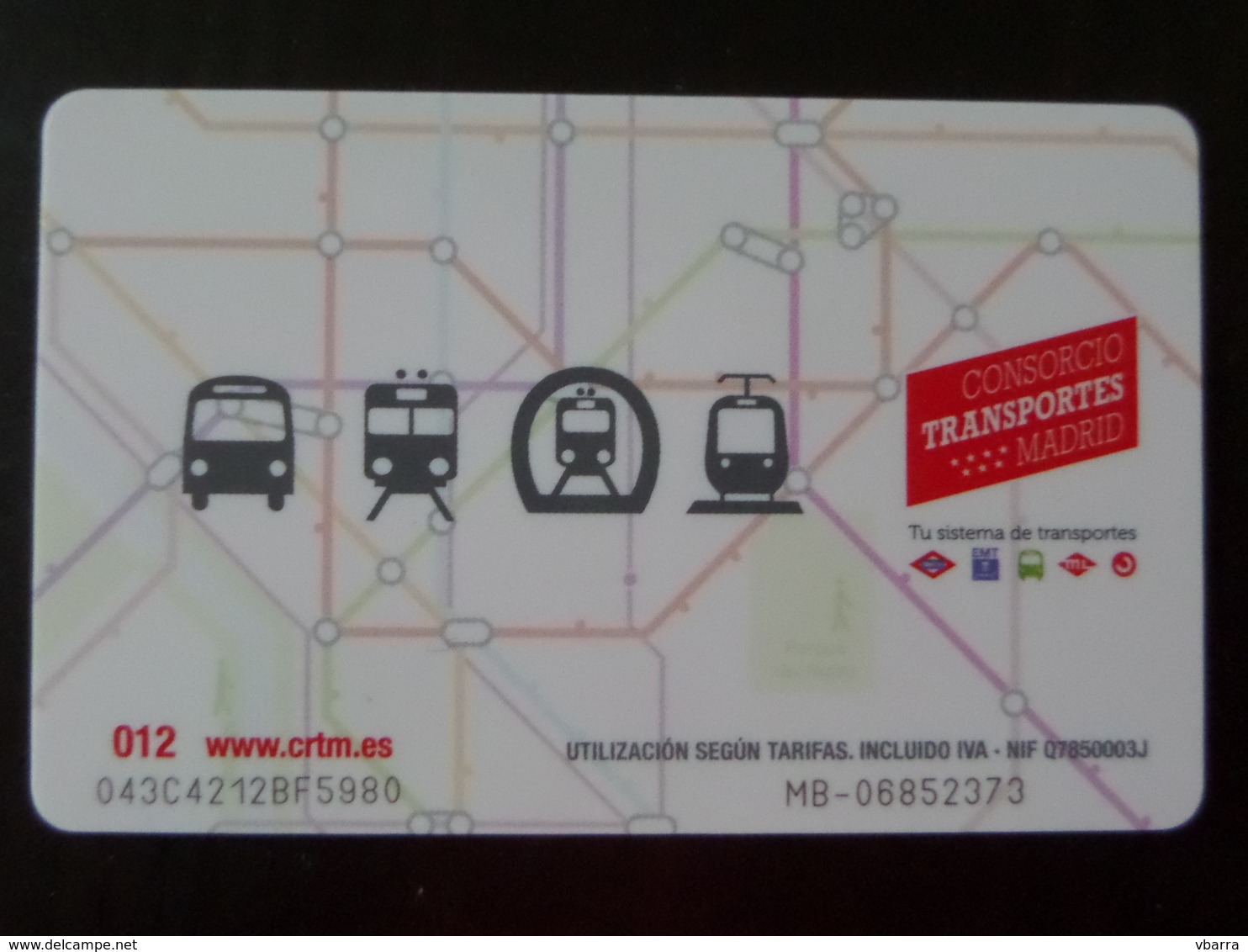 Tarjeta Transporte Público - Consorcio Transportes MADRID - Europa