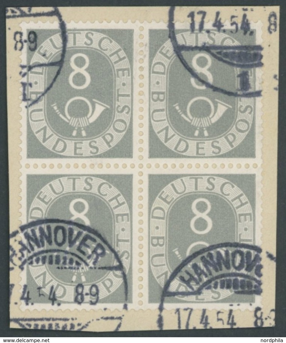 BUNDESREPUBLIK 127 VB BrfStk, 1951, 8 Pf. Posthorn Im Viererblock, Normale Zähnung, Prachtbriefstück - Used Stamps