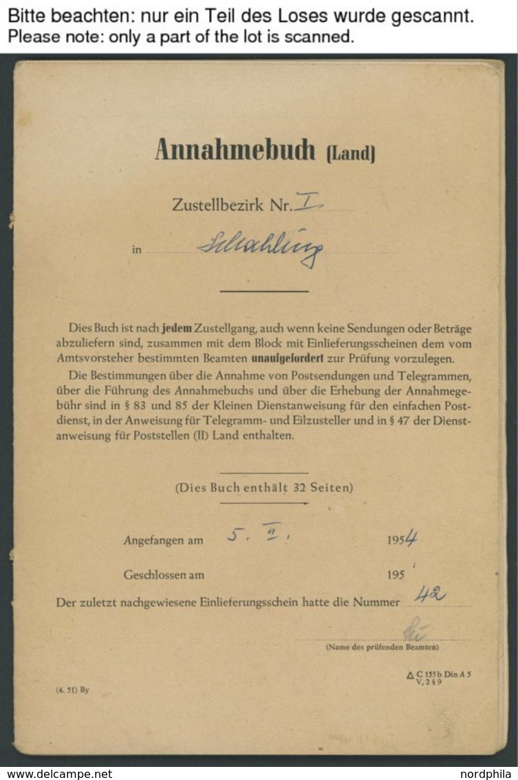 BUNDESREPUBLIK 129 BRIEF, 1954, Annahmebuch (Land), Zustellbezirk I In Schalding, 32 Seiten Komplett, Die Gebühr Wurde M - Gebraucht