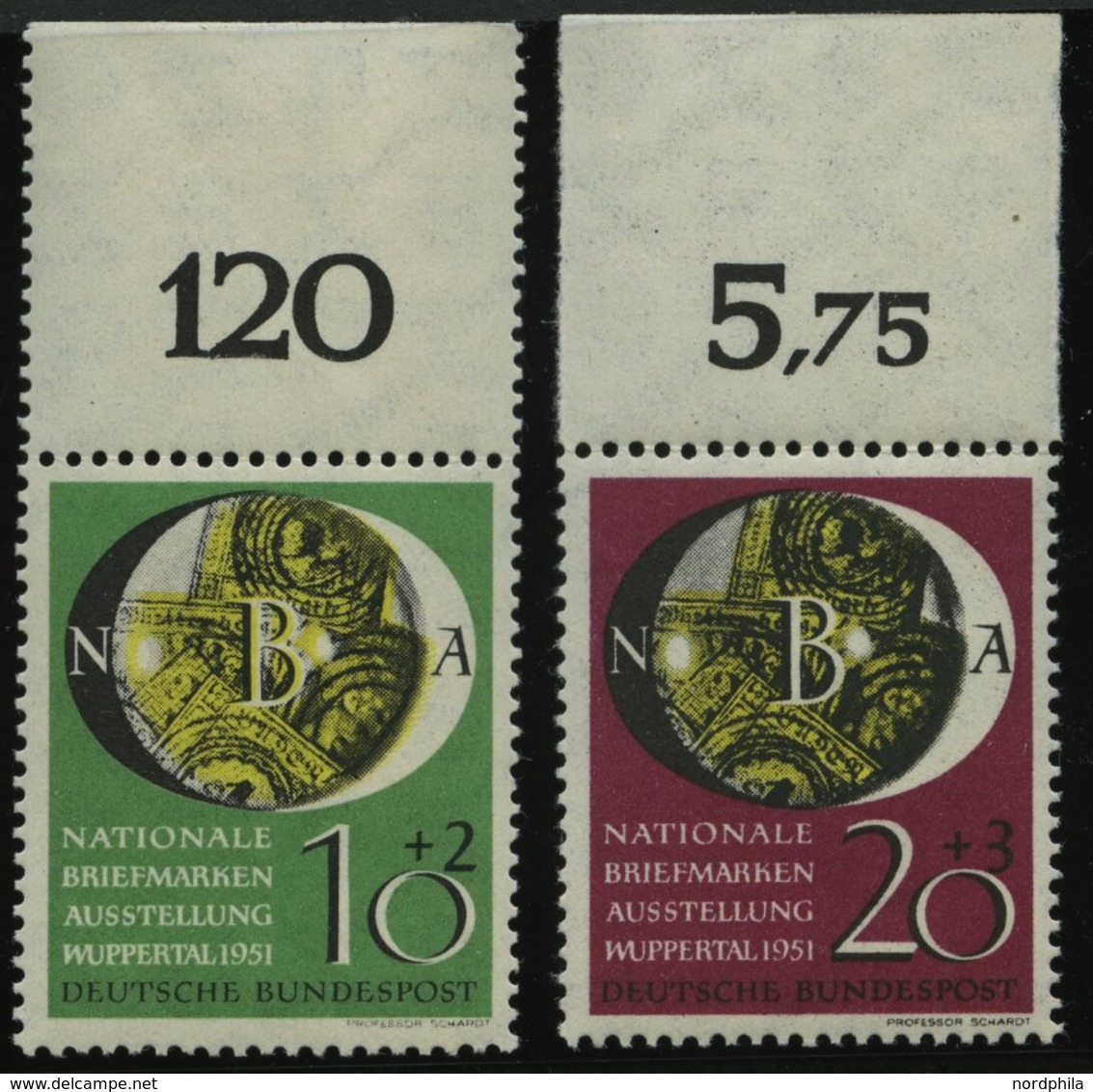 BUNDESREPUBLIK 141/2 **, 1951, NBA Vom Oberrand, Pracht, Mi. (90.-) - Used Stamps