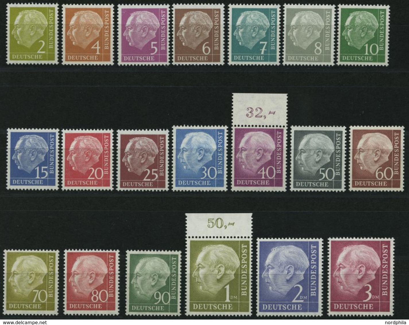 BUNDESREPUBLIK 177-96 **, 1954, Heuß, Prachtsatz, Mi. 280.- - Used Stamps