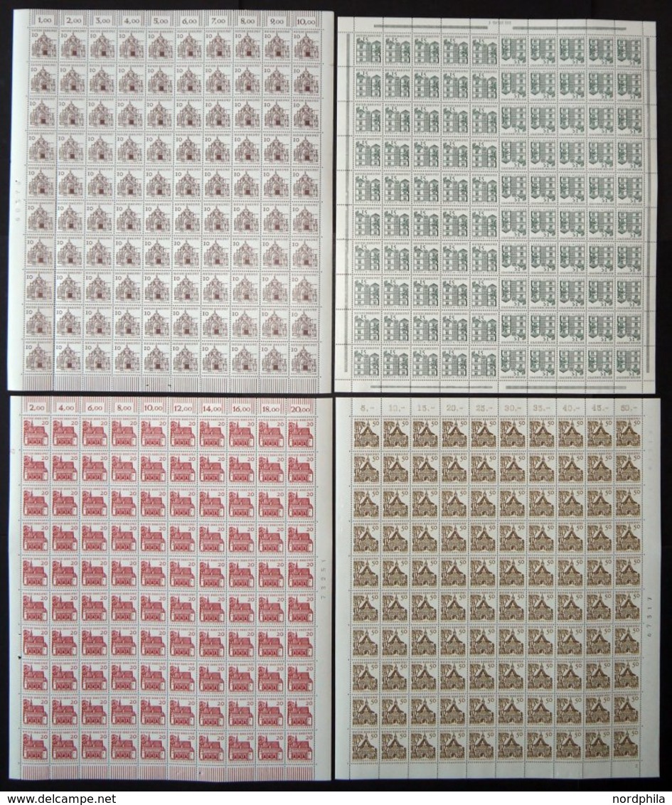 BUNDESREPUBLIK 454-61 **, 1964, Bauwerke In Bogen (100) Mit Druckereizeichen Bzw. Bogenzählnummer, Pracht (10 Pf. Etwas  - Gebraucht