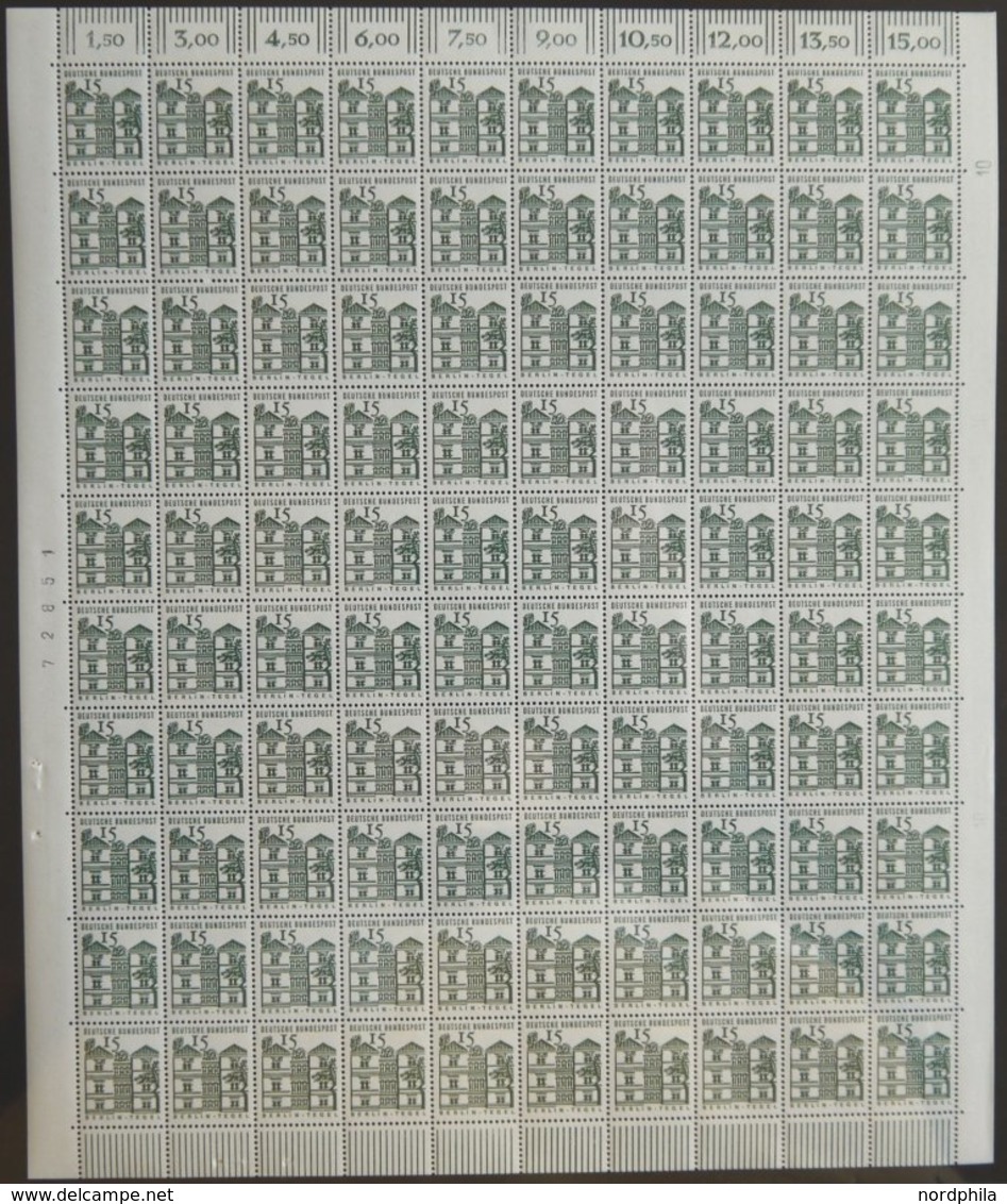 BUNDESREPUBLIK 454-61 **, 1964, Bauwerke In Bogen (100) Mit Druckereizeichen Bzw. Bogenzählnummer, Pracht (10 Pf. Etwas  - Used Stamps