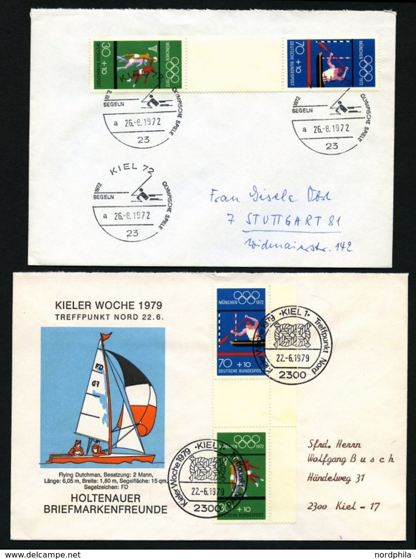 ZUSAMMENDRUCKE SZ 2a,b BRIEF, 1972, Olympische Spiele 70 + Z + 30, Beide Zwischensteggrößen, Mit Sonderstempel, 2 Pracht - Oblitérés