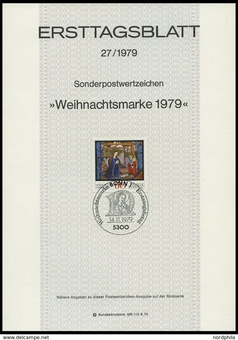 ERSTTAGSBLÄTTER 1000-32 BrfStk, 1979, Kompletter Jahrgang, ETB 1 - 27/79, Pracht - Altri & Non Classificati