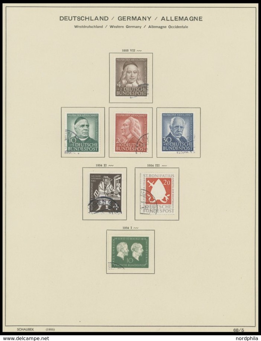 SAMMLUNGEN o,* , 1948-1972, in den Hauptnummern komplette, meist gestempelte Sammlung Bundesrepublik im Schaubek Album, 