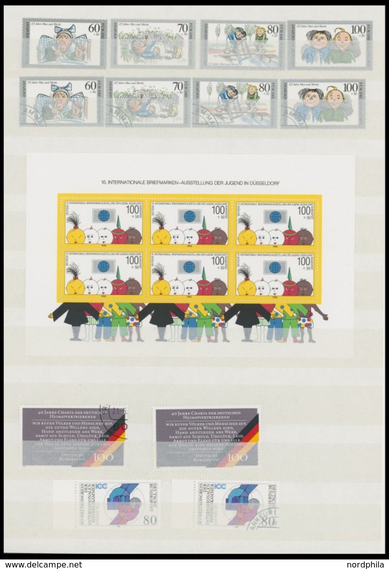 SAMMLUNGEN **,o , Sammlung Bundesrepublik Von 1951-94 In 4 Einsteckbüchern, In Den Hauptnummern Wohl Komplett, Fast Imme - Used Stamps