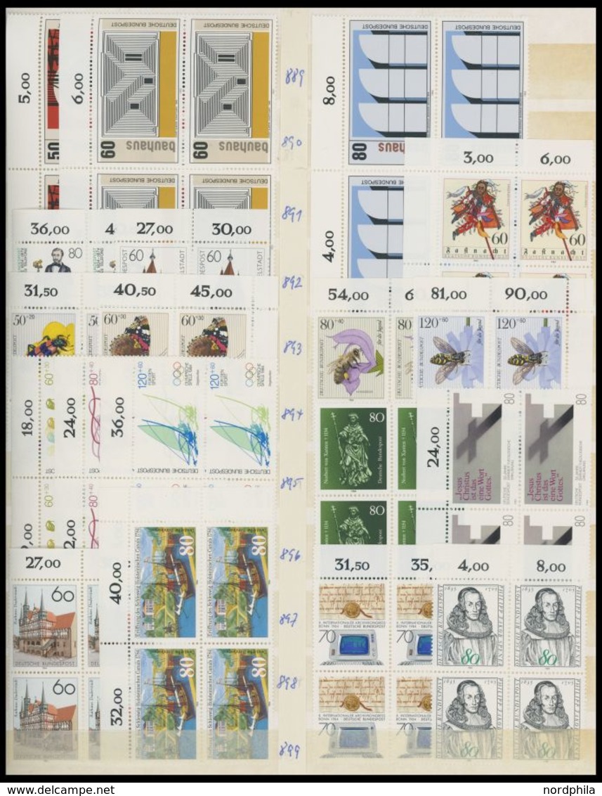 1975-86, Partie Von Ca. 90 Verschiedenen Postfrischen Ausgaben In Viererblocks, Meist Randstücke, Pracht, Mi. Ca. 600.-  - Andere & Zonder Classificatie