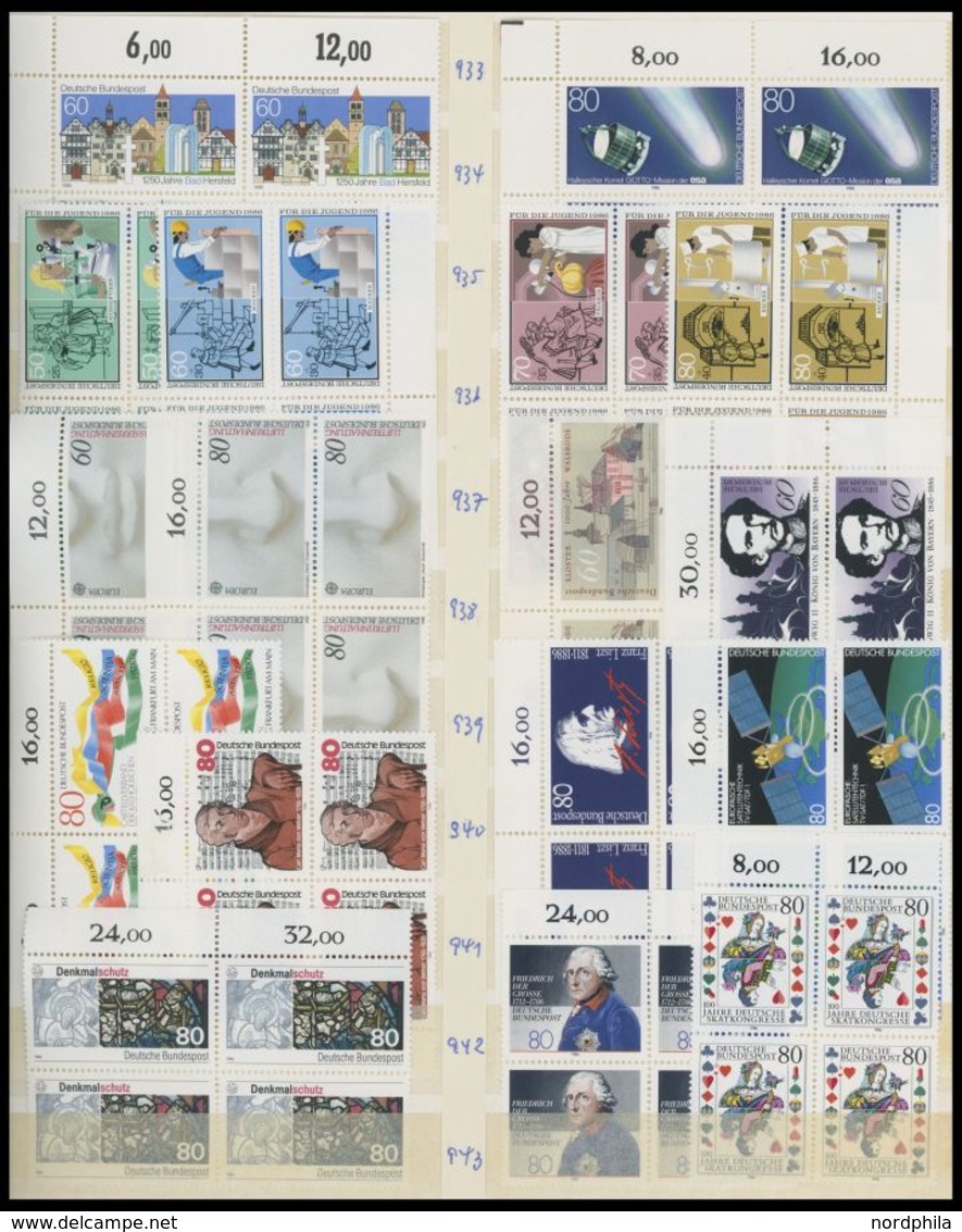 1975-86, Partie Von Ca. 90 Verschiedenen Postfrischen Ausgaben In Viererblocks, Meist Randstücke, Pracht, Mi. Ca. 600.-  - Other & Unclassified