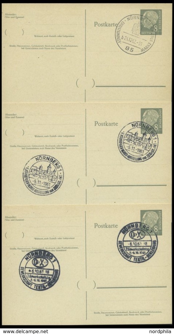 GANZSACHEN P 36 BRIEF, 1961, 8 Pf. Heuss Mit Postfachnummer Statt Postschließfachnummer, 5 Leer Gestempelte Karten Mit V - Collections