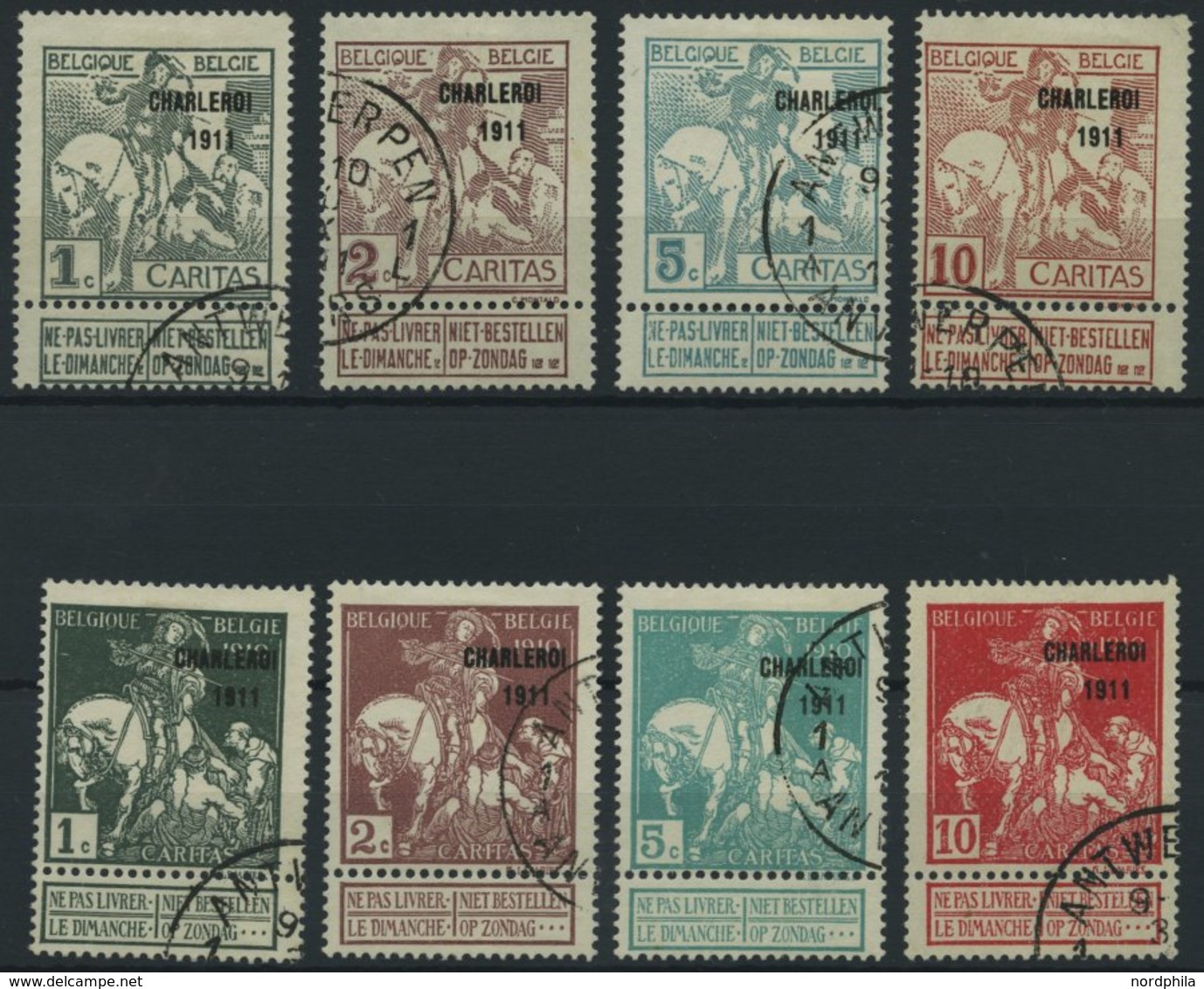 BELGIEN 81-88III O, 1911, Nationalfond, Prachtsatz, Mi. 75.- - Sonstige & Ohne Zuordnung