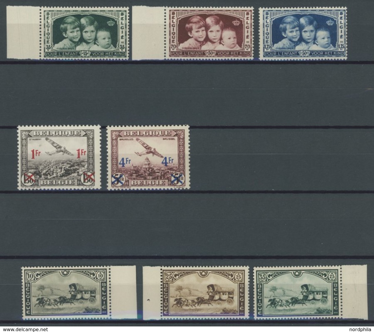 BELGIEN 396-404 **, 1935, 3 Postfrische Prachtsätze, Mi. 75.- - Sonstige & Ohne Zuordnung