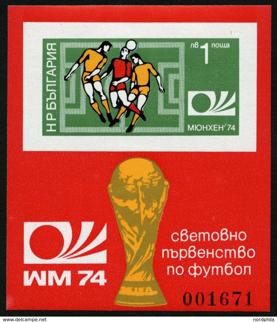 BULGARIEN Bl. 47B **, 1974, Block Fußball-Weltmeisterschaft, Ungezähnt, Pracht, Mi. 80.- - Other & Unclassified