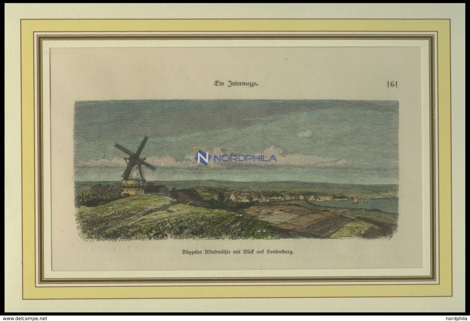 SONDERBURG: Düppeler Windmühle Mit Blick Auf See, Kolorierter Holzstich Von G. Schönleber Von 1881 - Lithographies
