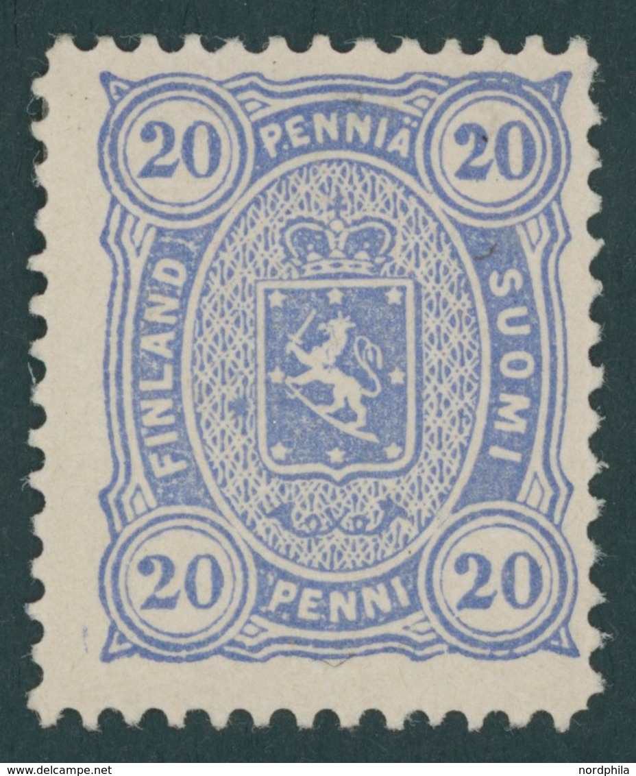 FINNLAND 16By *, 1881, 20 P. Blau, Gezähnt L 121/2, Falzrest, Pracht, Mi. 70.- - Other & Unclassified