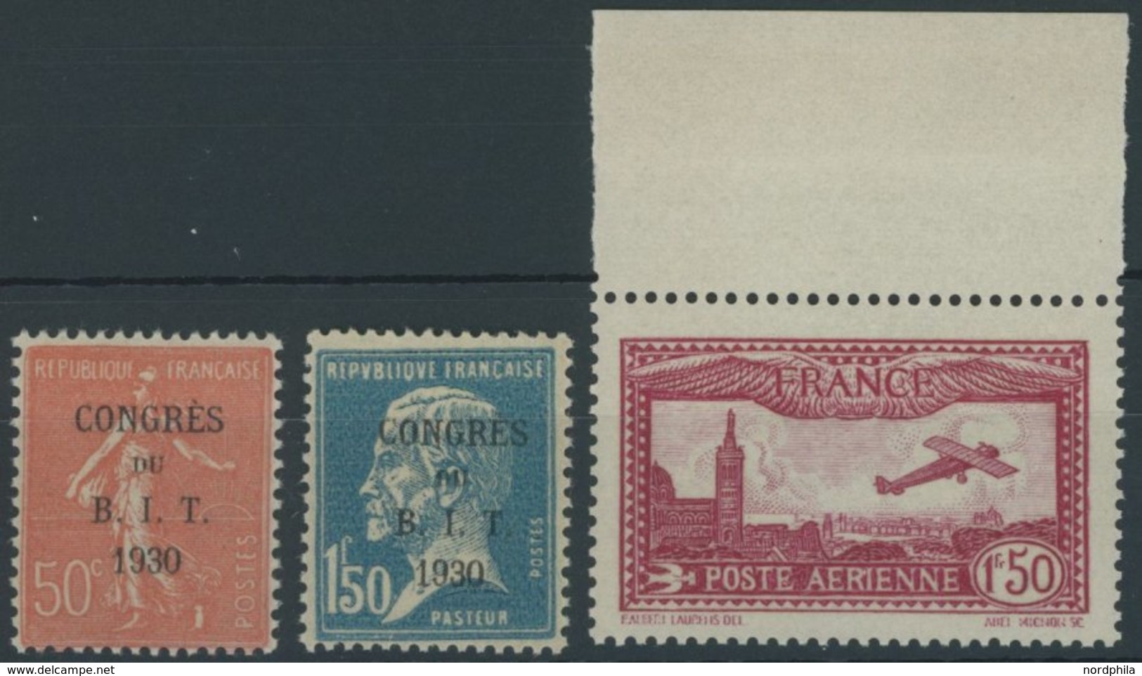 FRANKREICH 249-51 **, 1930, Arbeitsamt Und Flugpost, Postfrisch, 3 Prachtwerte, Mi. 73.- - Sonstige & Ohne Zuordnung