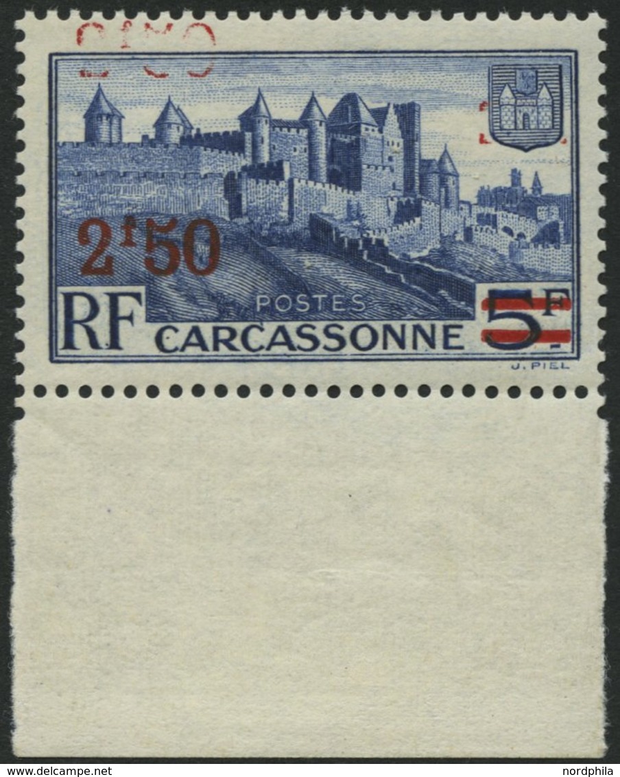 FRANKREICH 492III **, 1941, 2.50 Fr. Auf 5 Fr. Dunkelultramarin, Doppelter Aufdruck, Pracht, Gepr. Brun, Yvert * 385.- E - Other & Unclassified