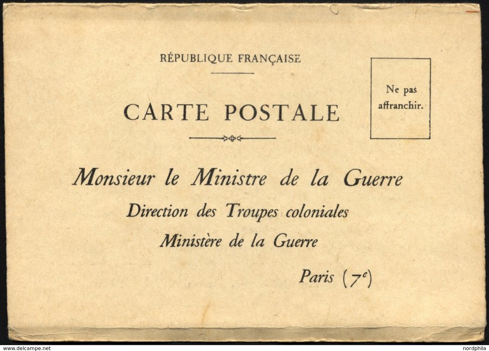 FRANKREICH Anwerbekarte Des Französischen Kolonialministeriums Für Indochina, Afrika Und Madagaskar, Ungebraucht, Pracht - Guerre (timbres De)