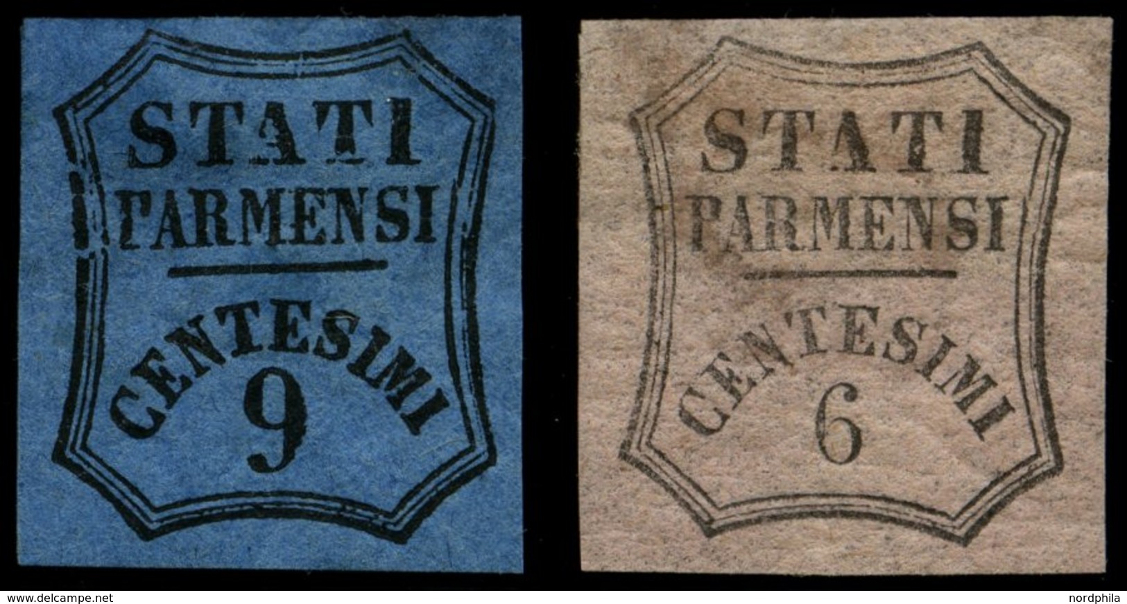 PARMA Z 1,2 *, 1853, Zeitungsmarken, Stärkere Falzreste, Feinst/Pracht, 6 C. Gepr. A. Diena, Mi. 900.- - Parme