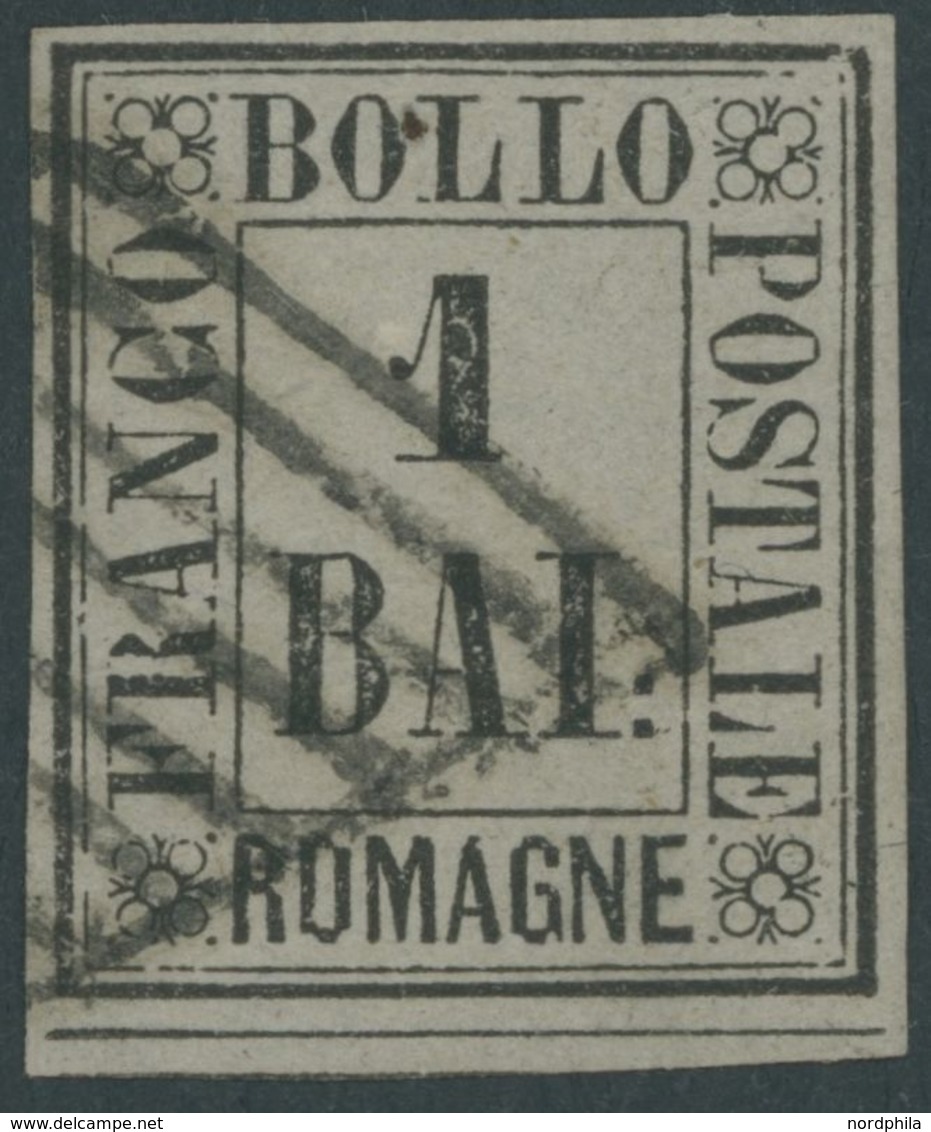 1859, 1 Baj. Schwarz Auf Braungrau, Unten Mit Kompletter Trennlinie!, Pracht, Signiert Thier, Mi. (130.-) -> Automatical - Romagna