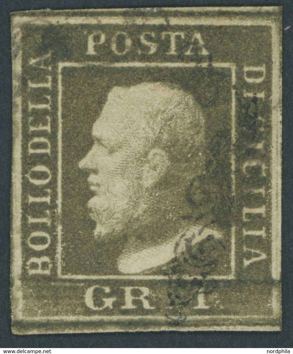 1859, 1 Gr. Braunoliv, Pracht, Signiert, Mi. 120.- -> Automatically Generated Translation: 1859, 1 Gr. Brown Olive, Supe - Sizilien