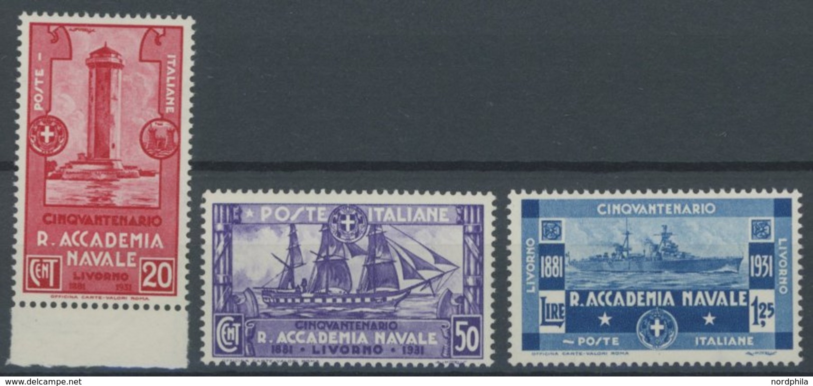 ITALIEN 369-71 **, 1931, Marineakademie Livorno, Postfrischer Prachtsatz, Mi. 85.- - Gebraucht