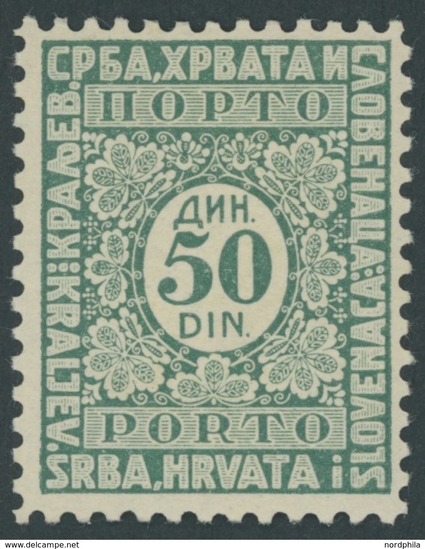 PORTOMARKEN P 61IIA *, 1921, 50 Din. Dunkelgrün, Type II, Falzrest, Pracht - Postage Due